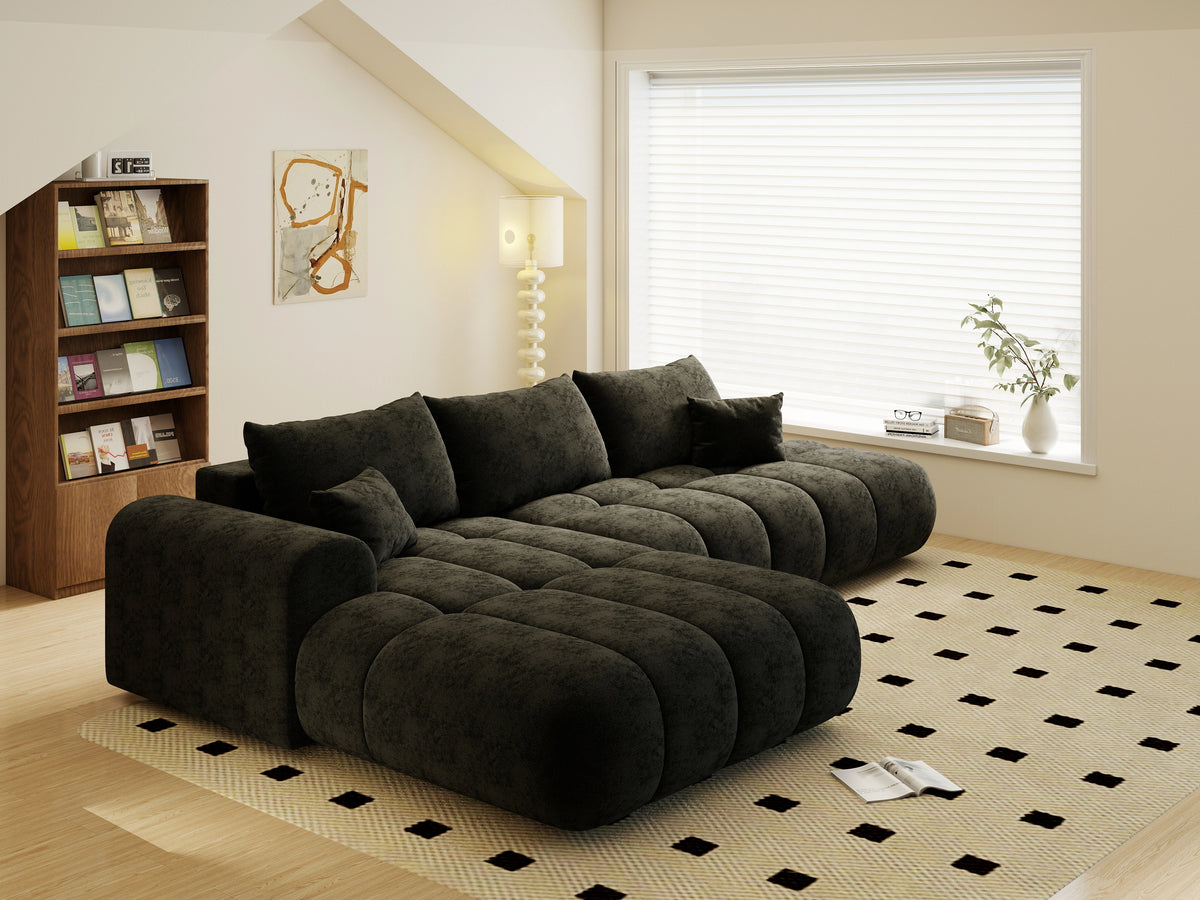 Colțar extensibil dumonde Milano L cu un braț Quelle 100 Negru 276x175 cm – vedere 9
