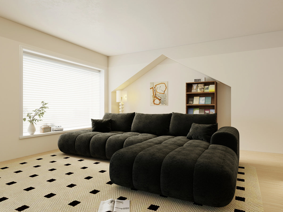 Colțar extensibil dumonde Milano L cu un braț Quelle 100 Negru II 276x175 cm – vedere 2