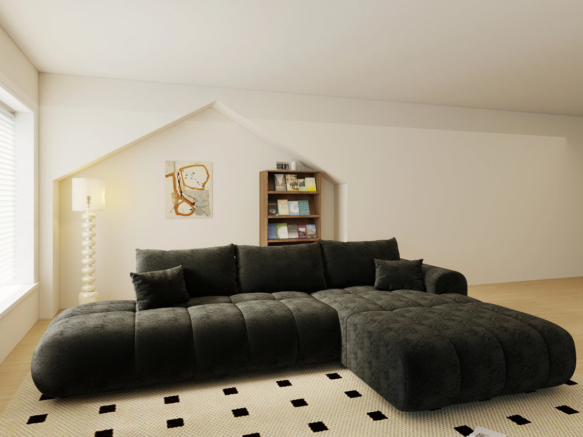 Colțar extensibil dumonde Milano L cu un braț Quelle 100 Negru II 276x175 cm – vedere 4