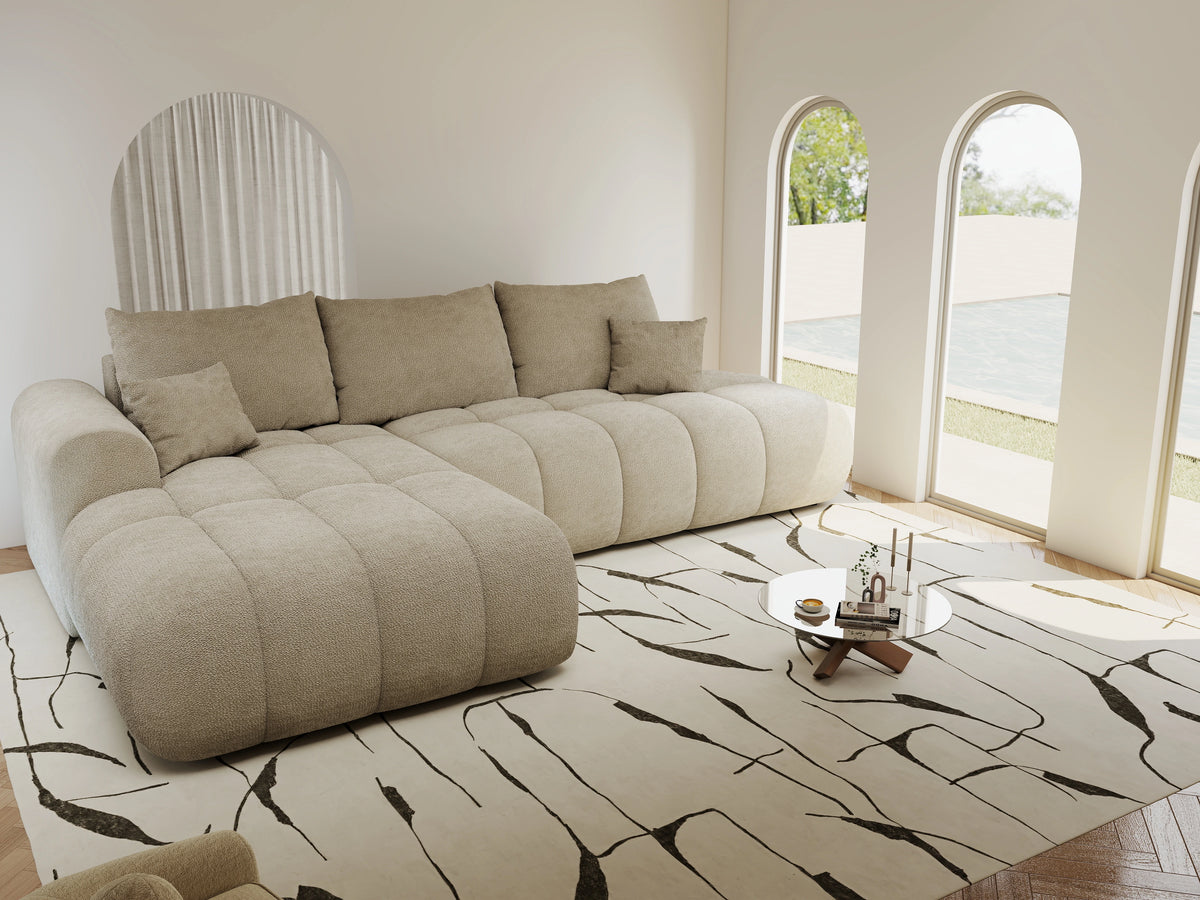 Colțar extensibil dumonde Milano L cu un braț Vibe 06 Bej 276x175 cm – vedere 4