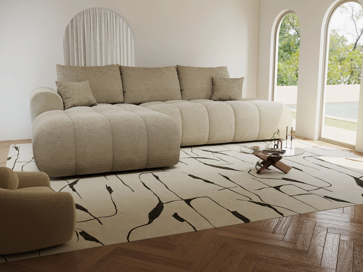 Colțar extensibil dumonde Milano L cu un braț Vibe 06 Bej 276x175 cm – vedere 5