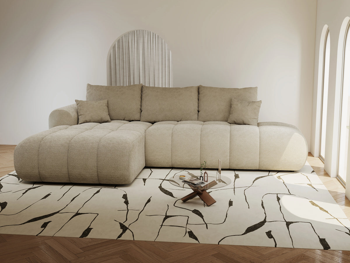 Colțar extensibil dumonde Milano L cu un braț Vibe 06 Bej 276x175 cm – vedere 6