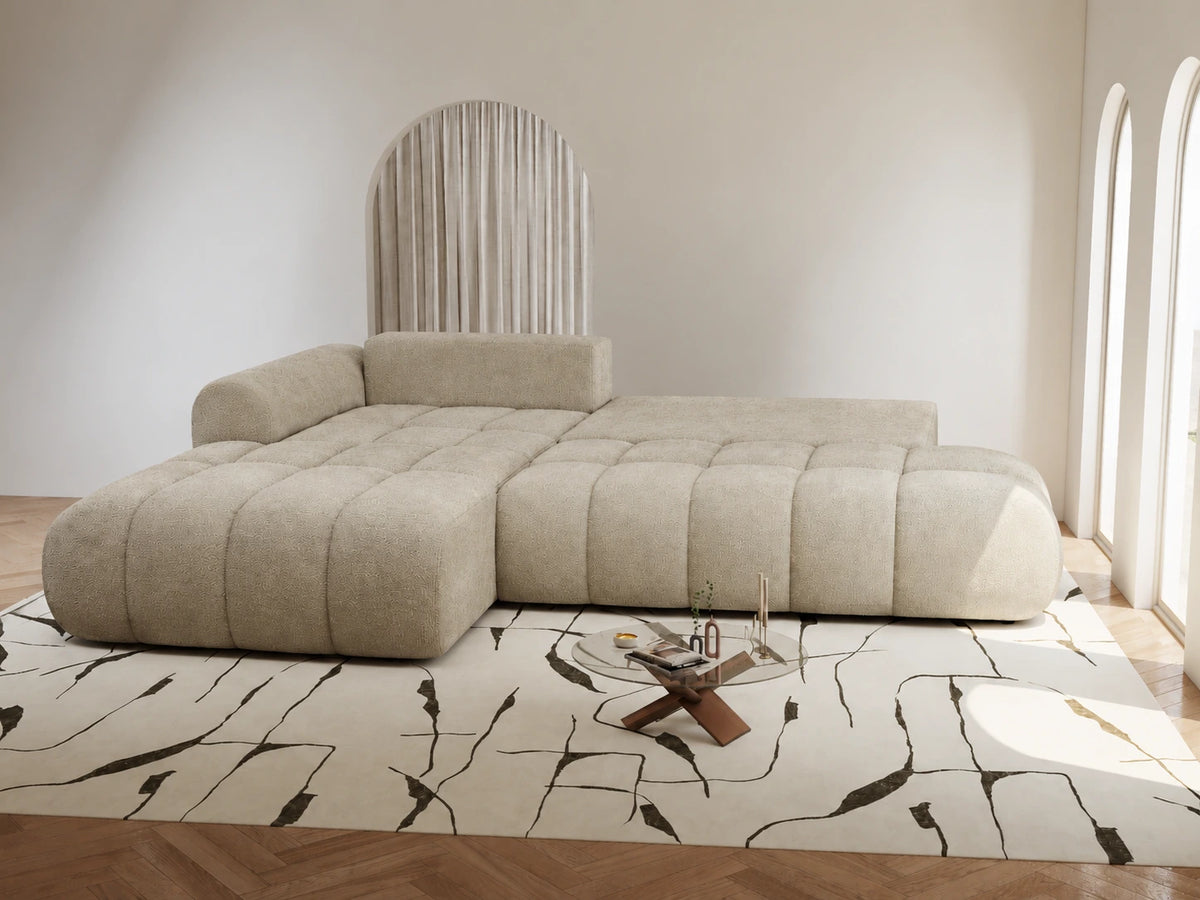 Colțar extensibil dumonde Milano L cu un braț Vibe 06 Bej 276x175 cm – vedere 10