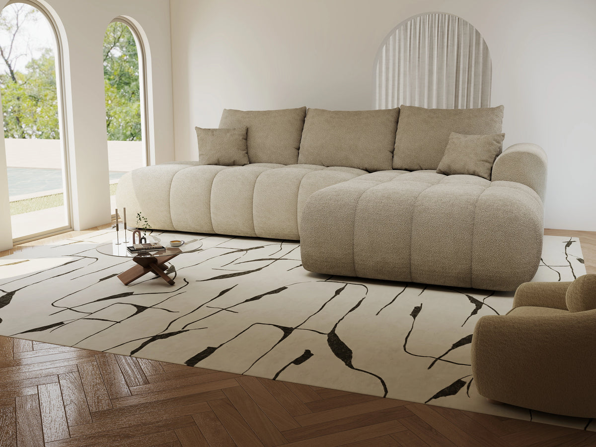 Colțar extensibil dumonde Milano L cu un braț Vibe 06 Bej II 276x175 cm – vedere 5