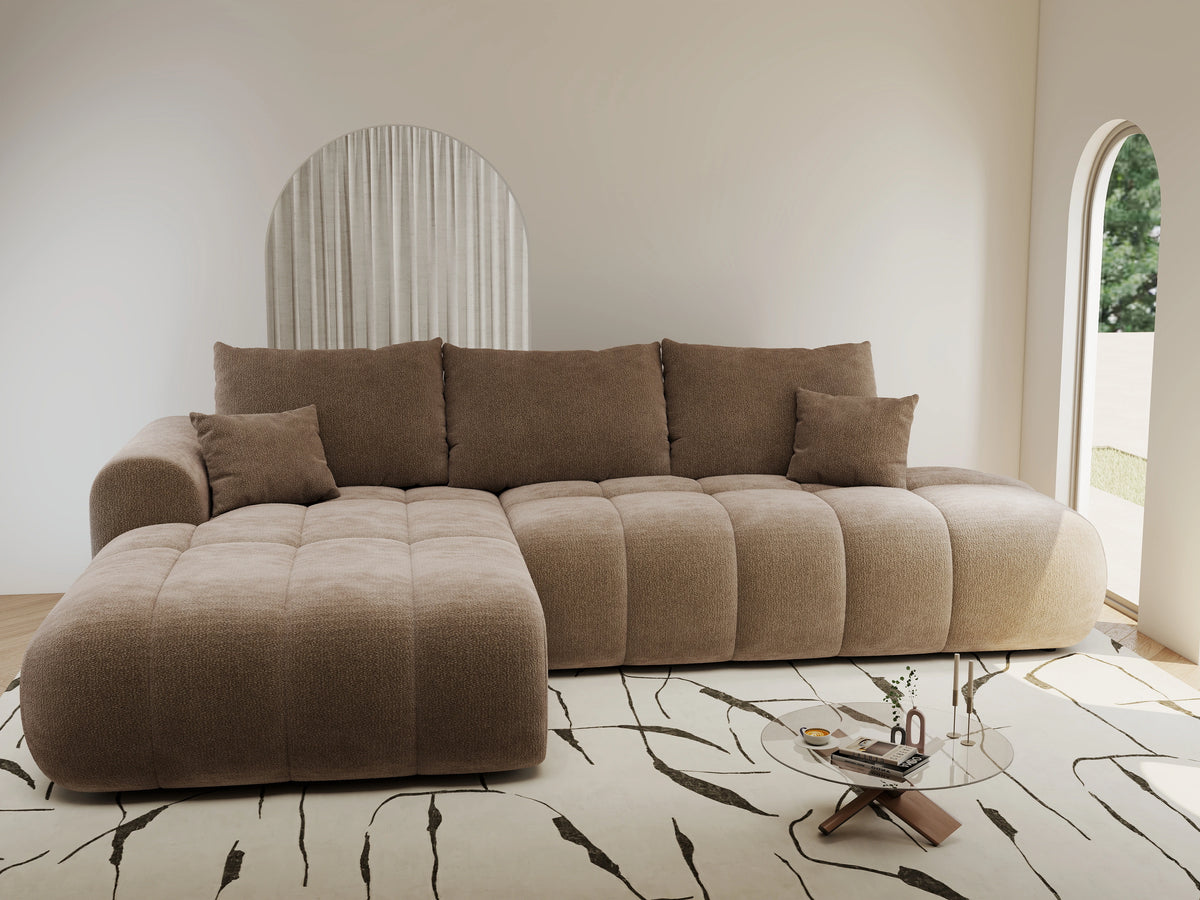 Colțar extensibil dumonde Milano L cu un braț Vibe 19 Maro 276x175 cm – vedere 3