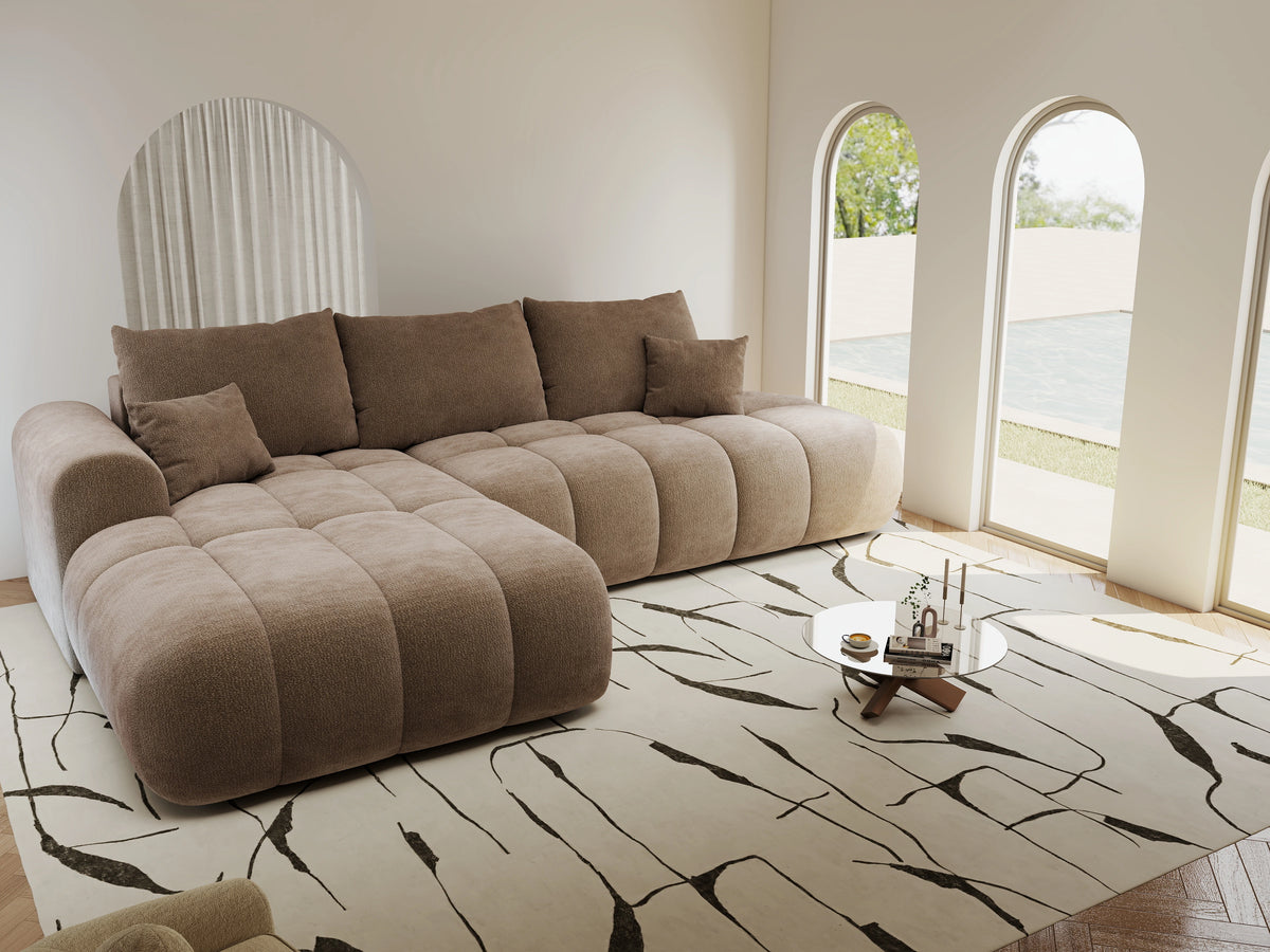 Colțar extensibil dumonde Milano L cu un braț Vibe 19 Maro 276x175 cm – vedere 5