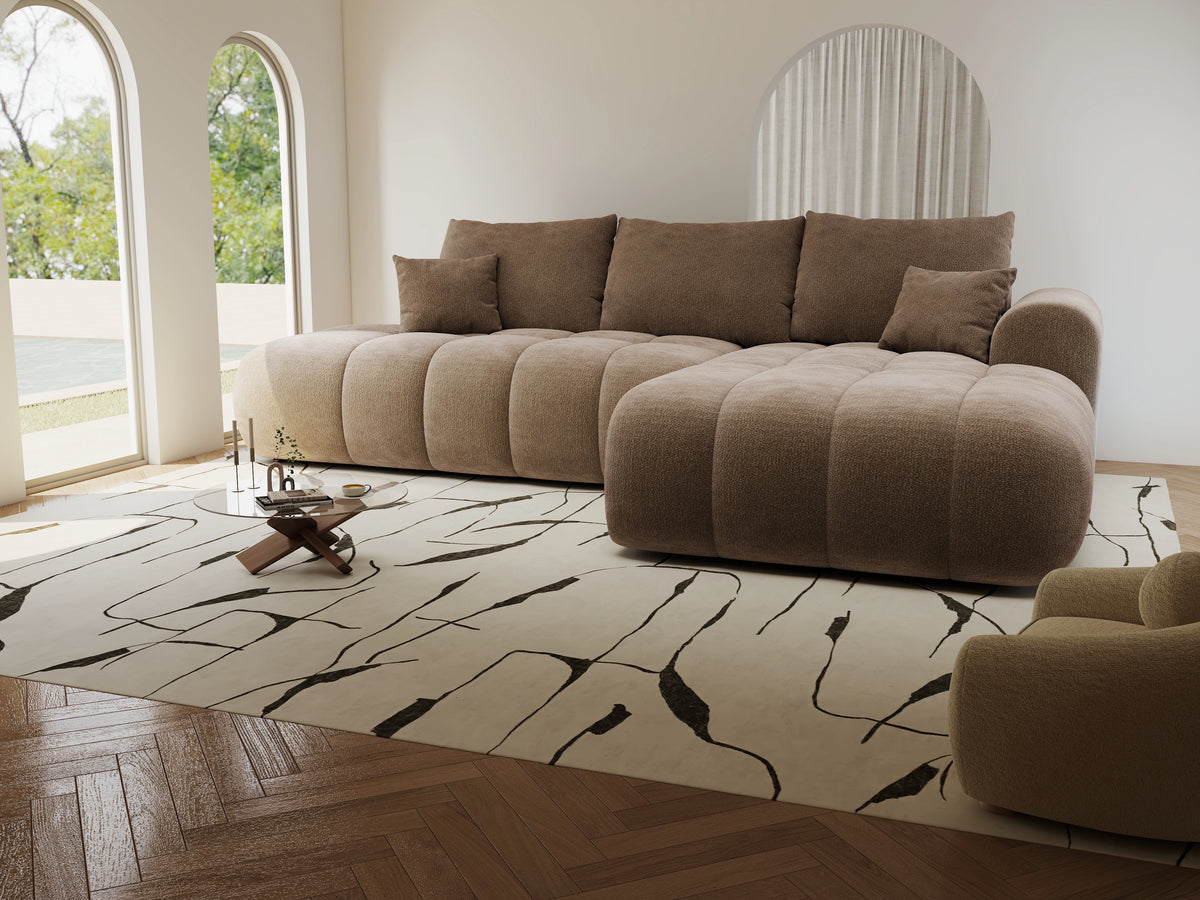 Colțar extensibil dumonde Milano L cu un braț Vibe 19 Maro II 276x175 cm – vedere 6