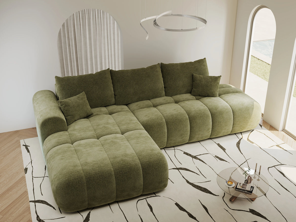 Colțar extensibil dumonde Milano L cu un braț Vibe 38 Olive 276x175 cm – vedere 1
