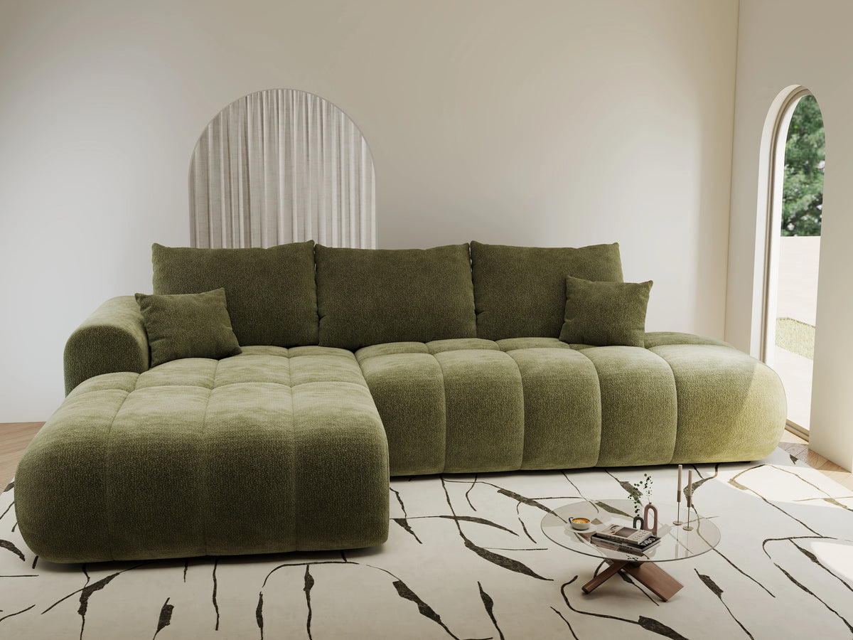 Colțar extensibil dumonde Milano L cu un braț Vibe 38 Olive 276x175 cm – vedere 2