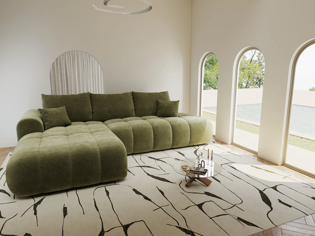 Colțar extensibil dumonde Milano L cu un braț Vibe 38 Olive 276x175 cm – vedere 8
