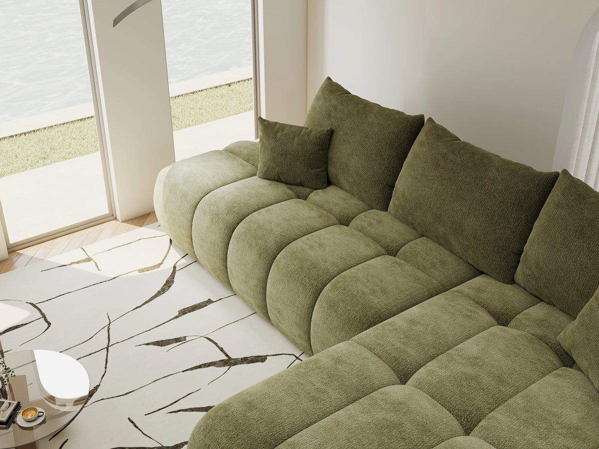 Colțar extensibil dumonde Milano L cu un braț Vibe 38 Olive II 276x175 cm – vedere 3