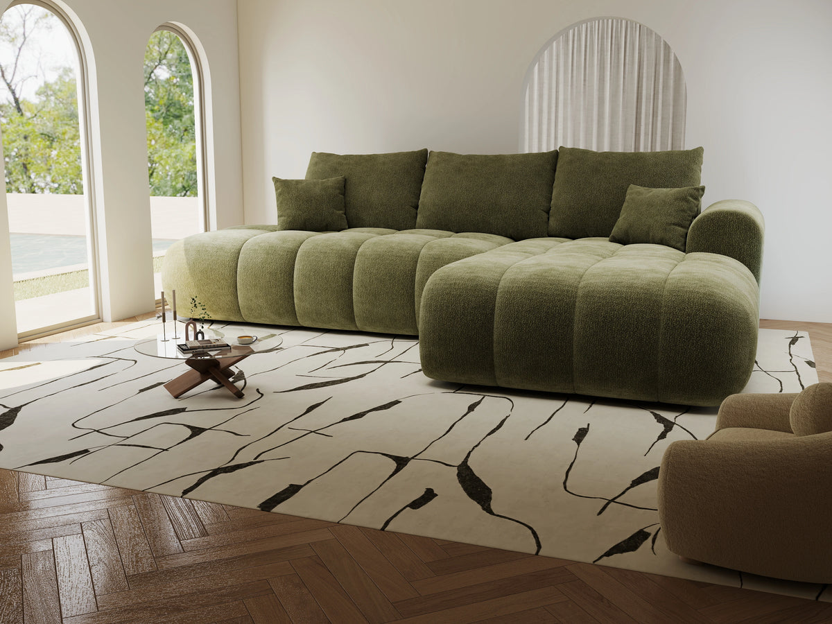 Colțar extensibil dumonde Milano L cu un braț Vibe 38 Olive II 276x175 cm – vedere 5