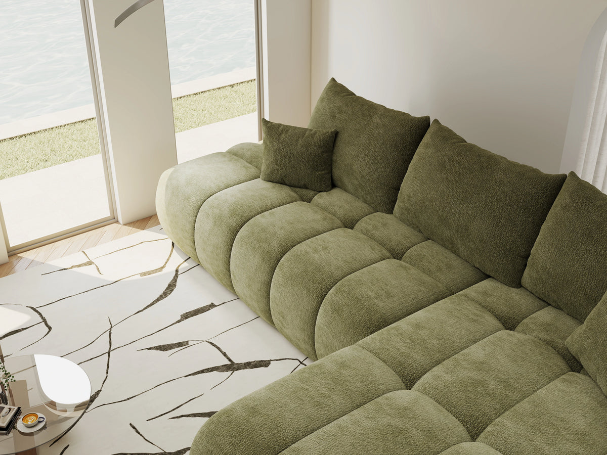 Colțar extensibil dumonde Milano L cu un braț Vibe 38 Olive II 276x175 cm – vedere 7