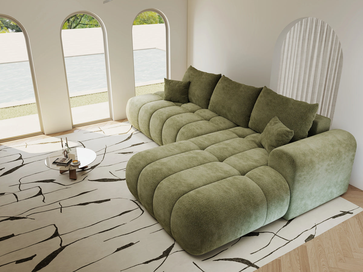 Colțar extensibil dumonde Milano L cu un braț Vibe 38 Olive II 276x175 cm – vedere 9