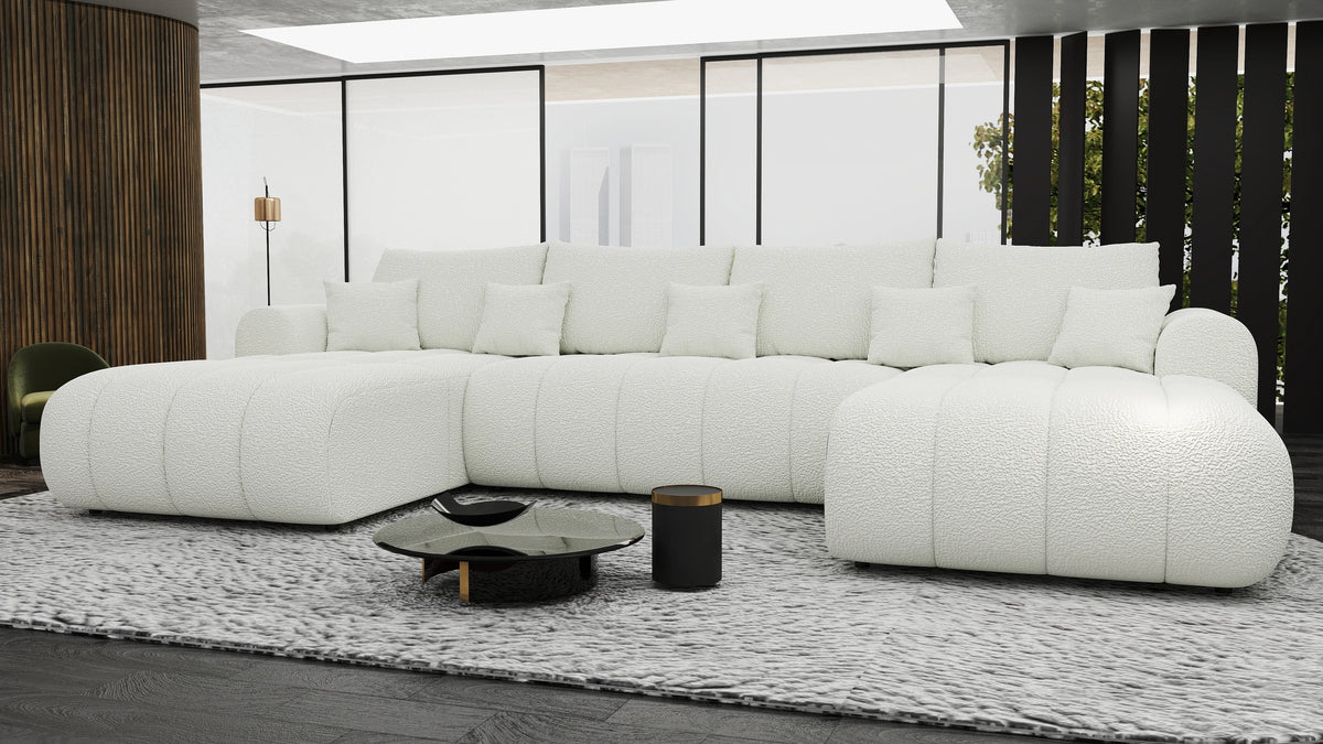 Colțar extensibil dumonde Milano U Jaguar Ivory 365x190 cm – vedere 3