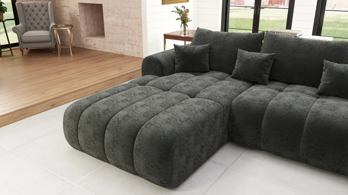 Colțar extensibil dumonde Milano U Quelle Negru 365x190 cm – vedere 4