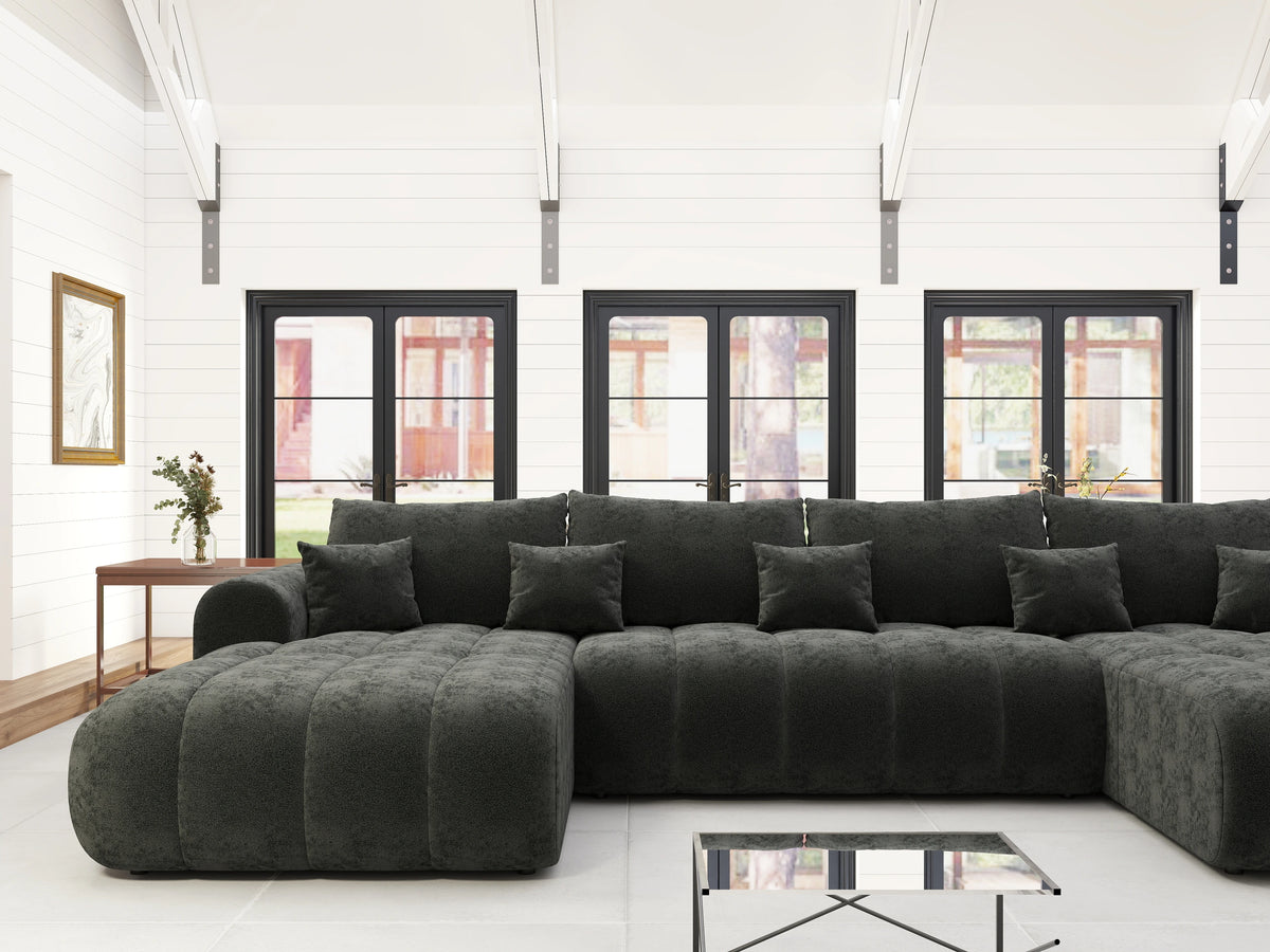 Colțar extensibil dumonde Milano U Quelle Negru 365x190 cm – vedere 5
