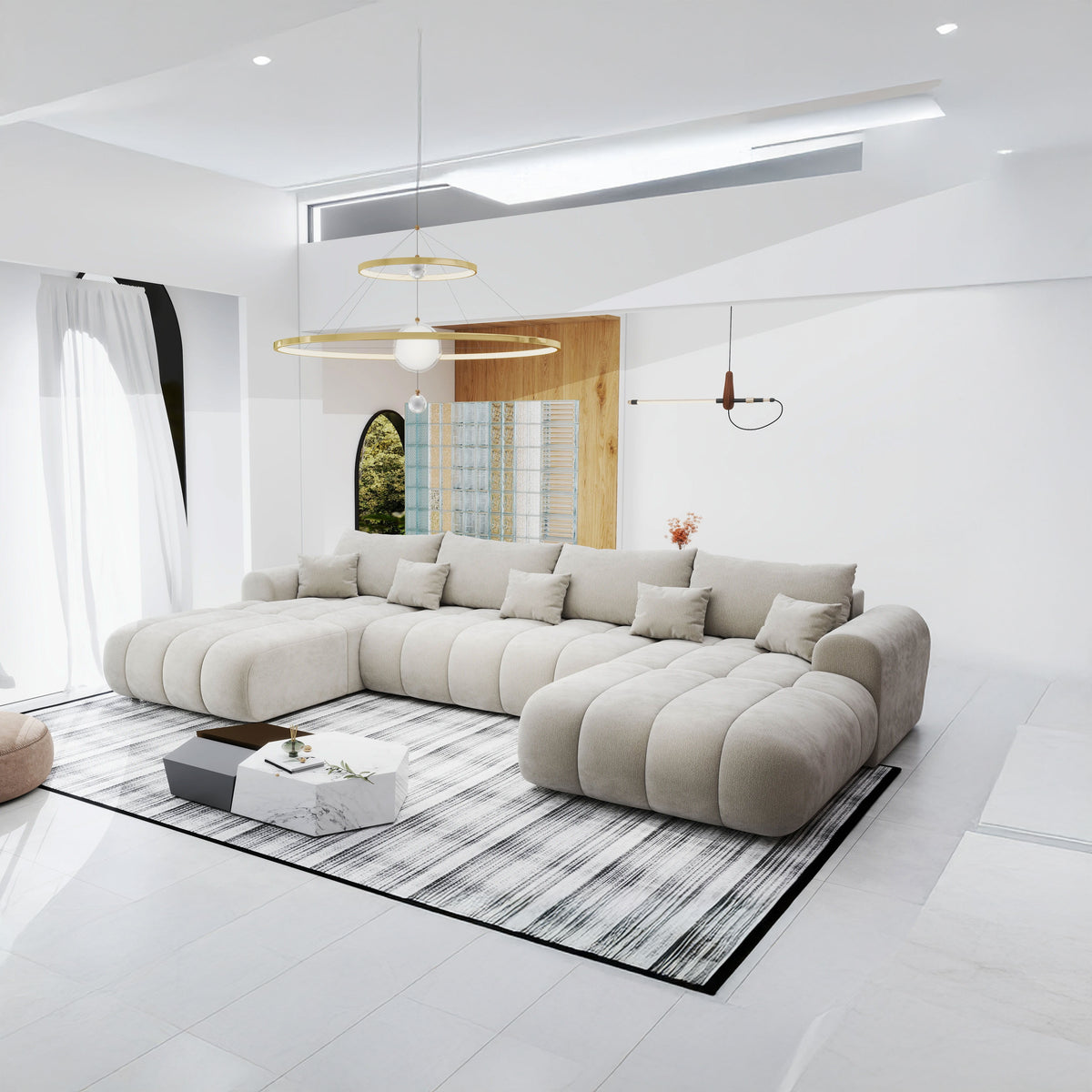 Colțar extensibil dumonde Milano U Vibe Bej 365x190 cm – imagine principală