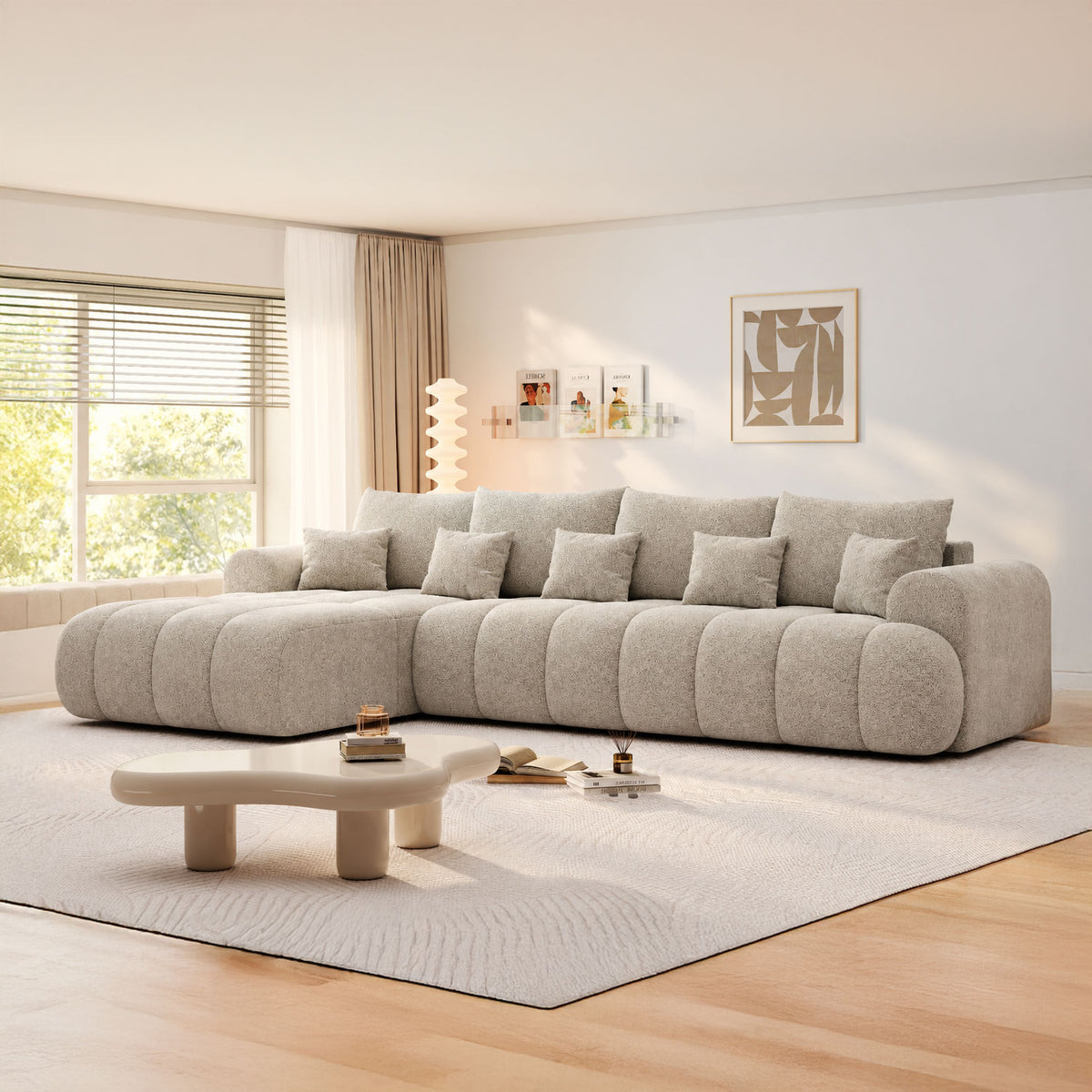 Colțar extensibil dumonde Milano XL Arena 02 Bej 327x175 cm – imagine principală