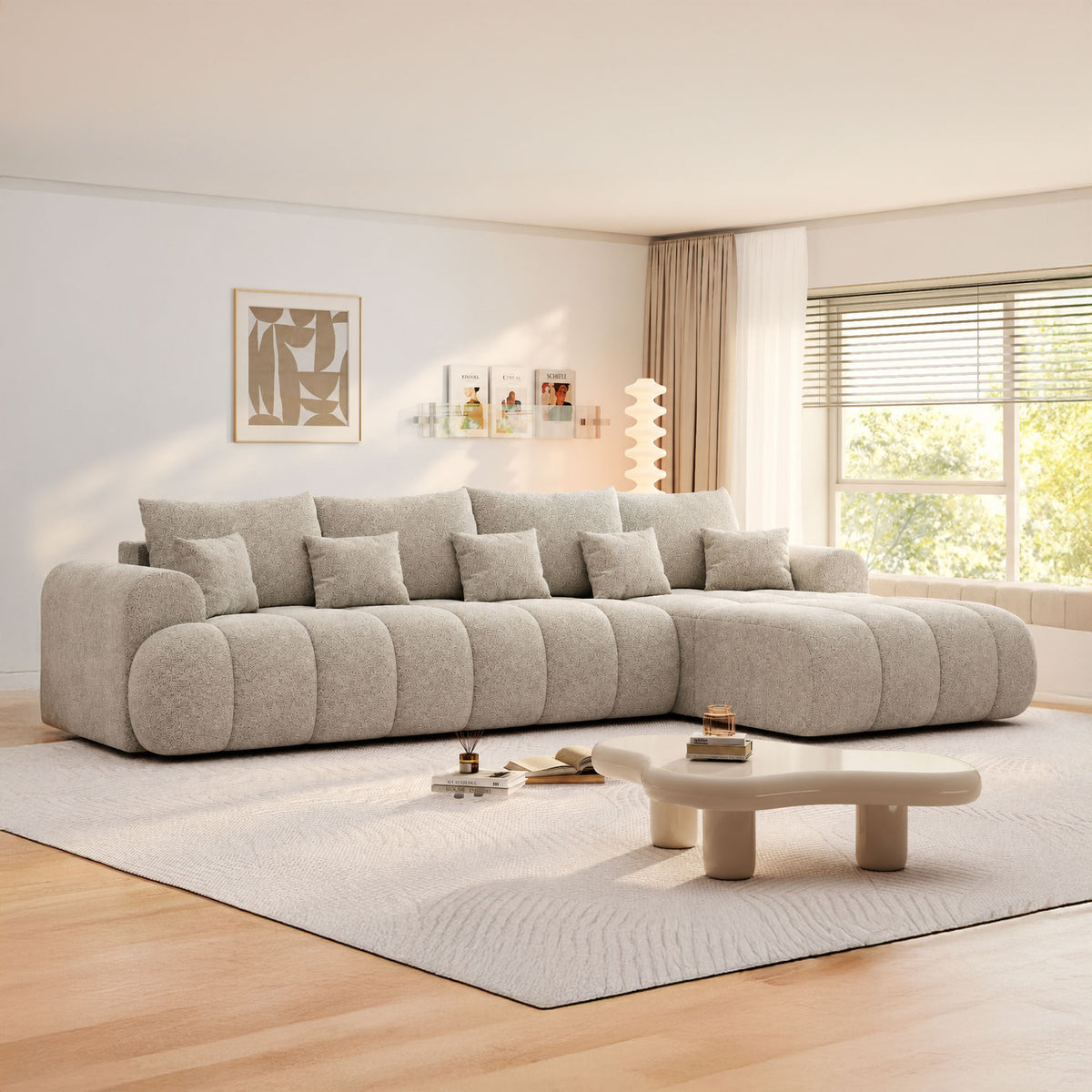 Colțar extensibil dumonde Milano XL Arena 02 Bej II 327x175 cm – imagine principală