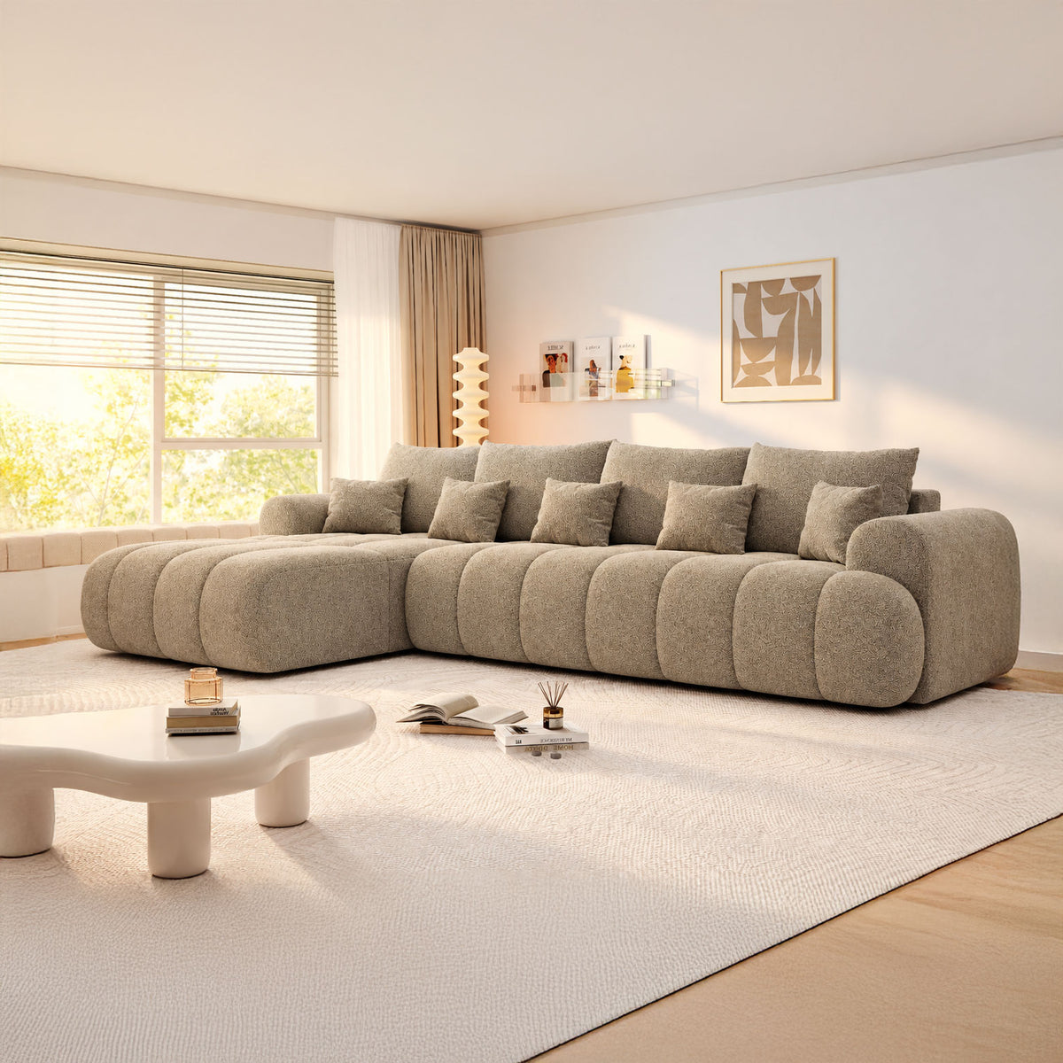 Colțar extensibil dumonde Milano XL Arena 04 Bej 327x175 cm – imagine principală