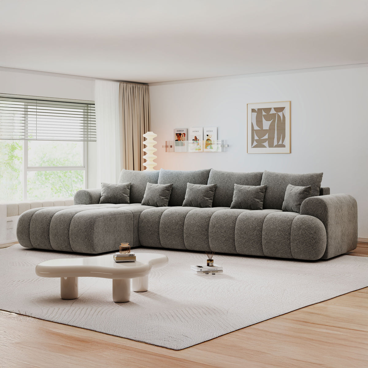Colțar extensibil dumonde Milano XL Arena 18 Gri Grafit 327x175 cm – imagine principală