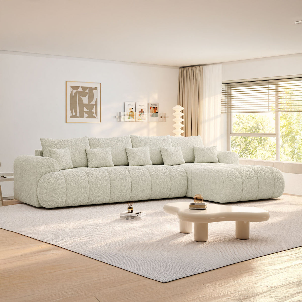 Colțar extensibil dumonde Milano XL Jaguar 01 Ivory II 327x175 cm – imagine principală