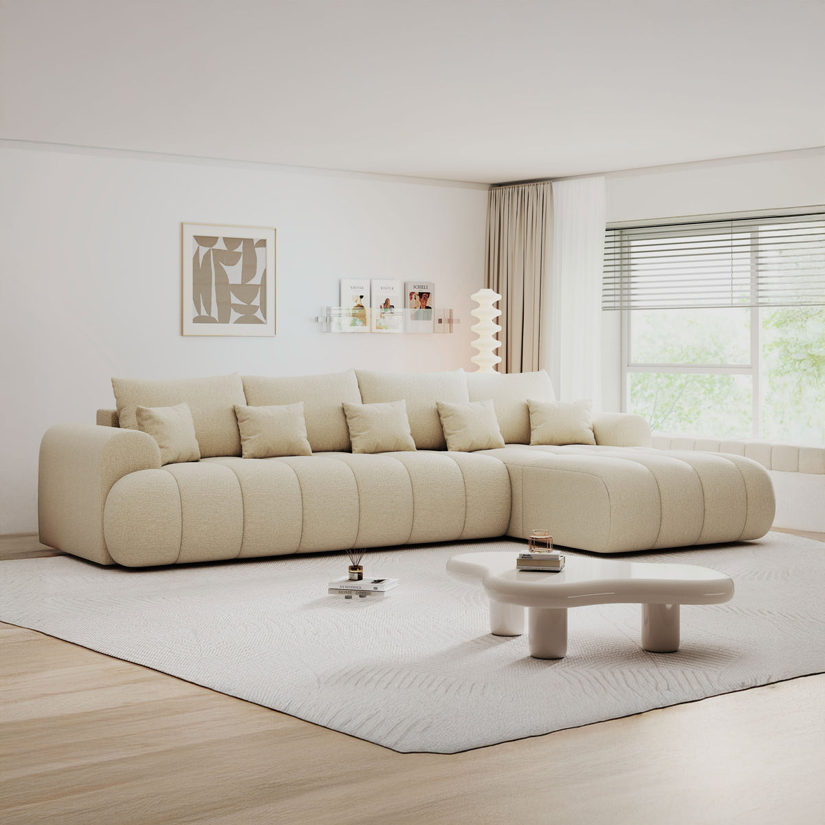 Colțar extensibil dumonde Milano XL Jaguar 04 Bej II 327x175 cm – imagine principală