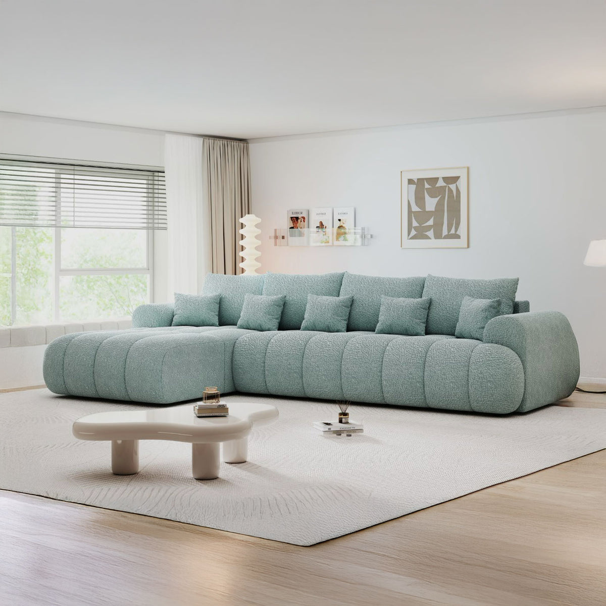 Colțar extensibil dumonde Milano XL Jaguar 16 Verde Mint 327x175 cm – imagine principală