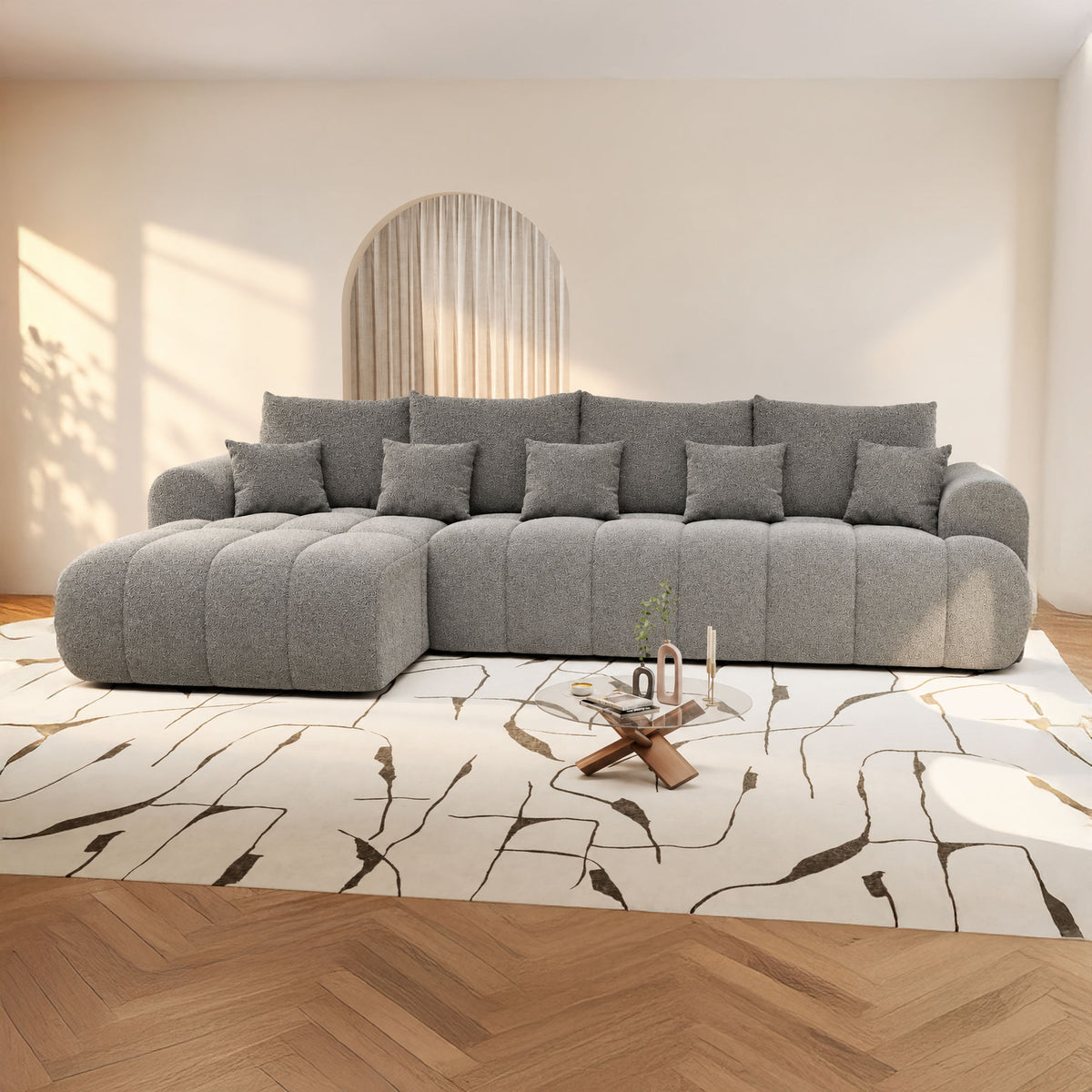 Colțar extensibil dumonde Milano XL Monte 90 Gri 327x175 cm – imagine principală
