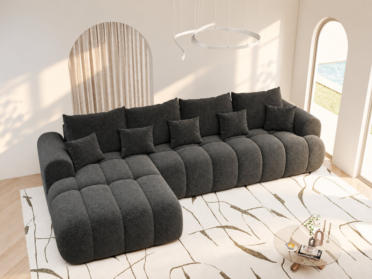 Colțar extensibil dumonde Milano XL Monte 99 Negru 327x175 cm – vedere 1