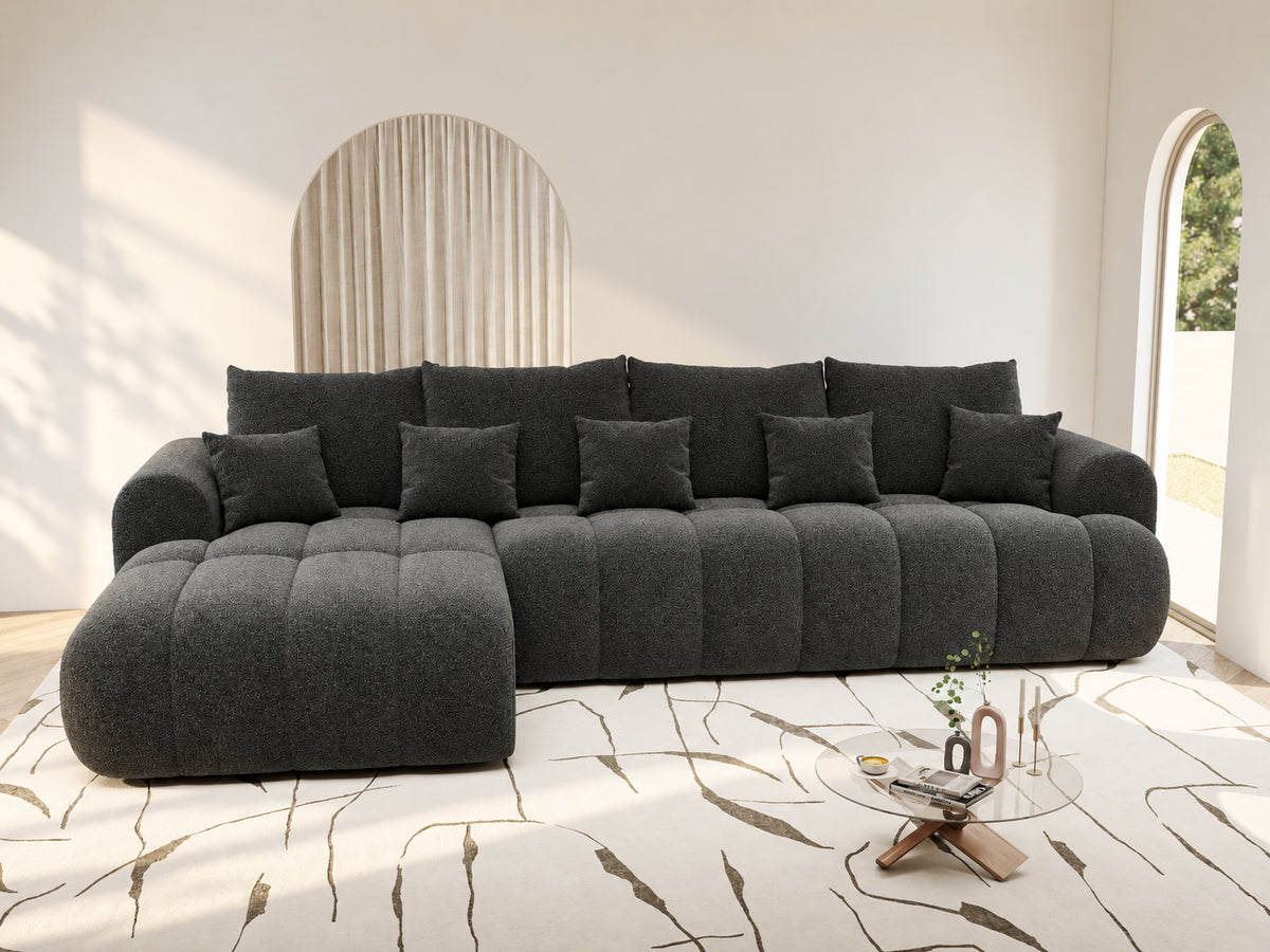 Colțar extensibil dumonde Milano XL Monte 99 Negru 327x175 cm – vedere 2
