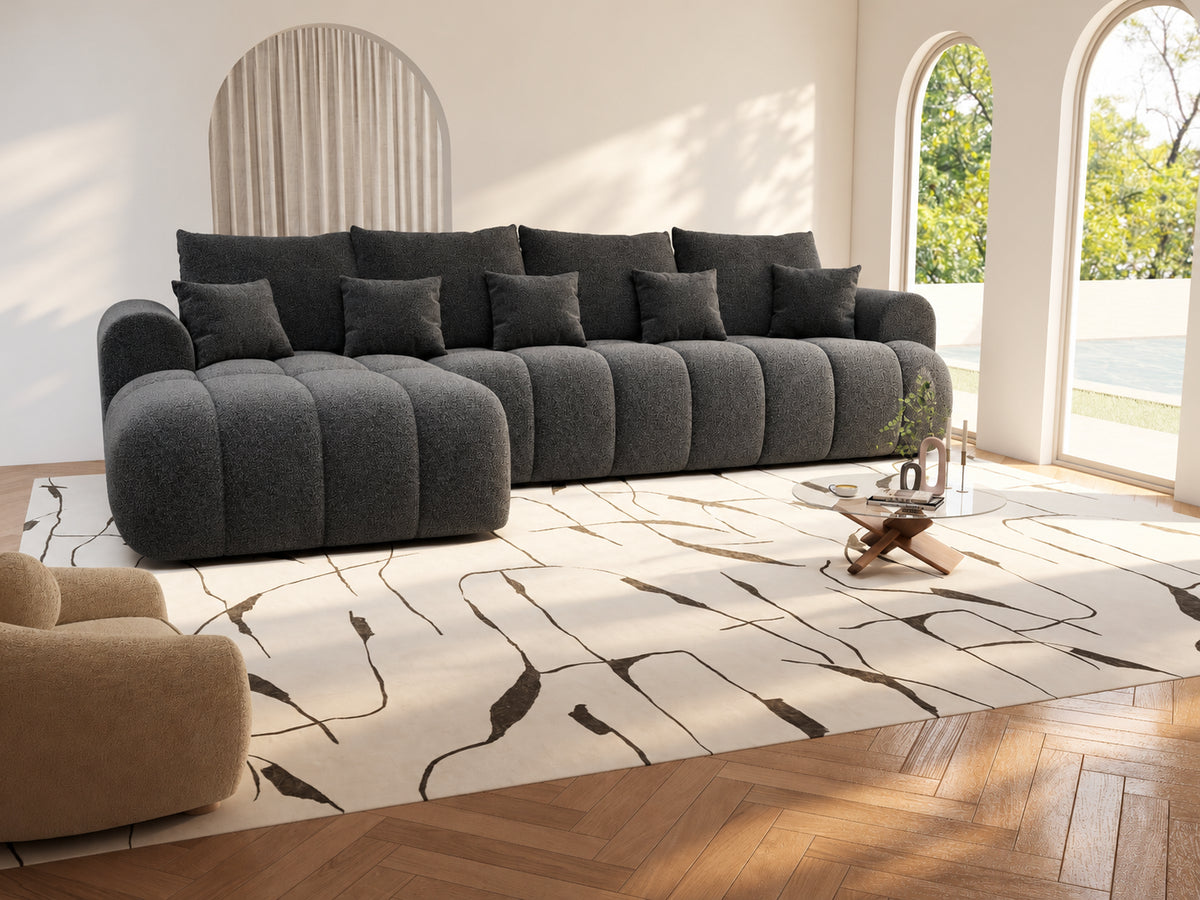 Colțar extensibil dumonde Milano XL Monte 99 Negru 327x175 cm – vedere 3