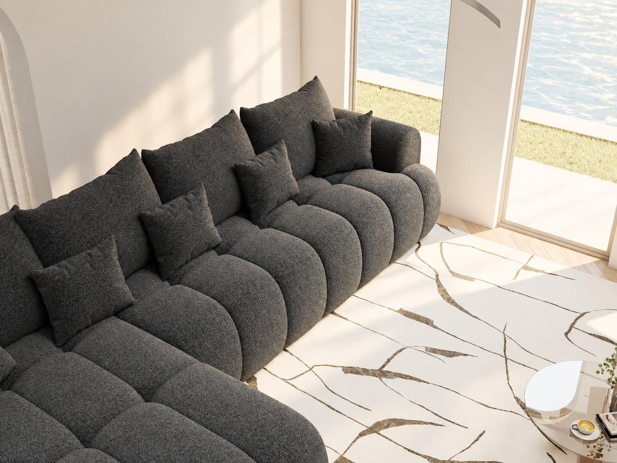 Colțar extensibil dumonde Milano XL Monte 99 Negru 327x175 cm – vedere 4
