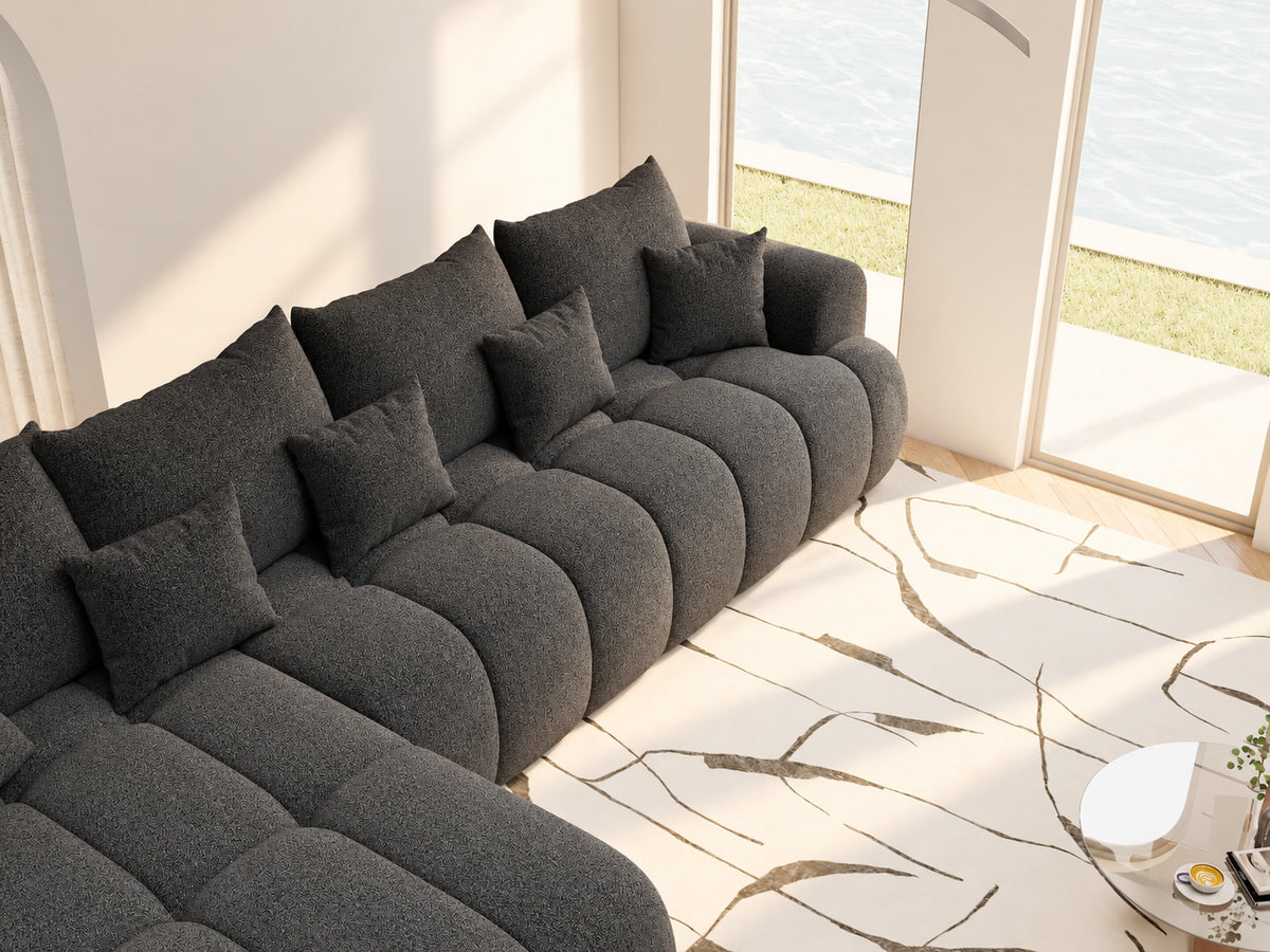 Colțar extensibil dumonde Milano XL Monte 99 Negru 327x175 cm – vedere 6