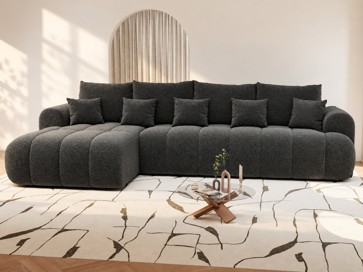 Colțar extensibil dumonde Milano XL Monte 99 Negru 327x175 cm – vedere 9
