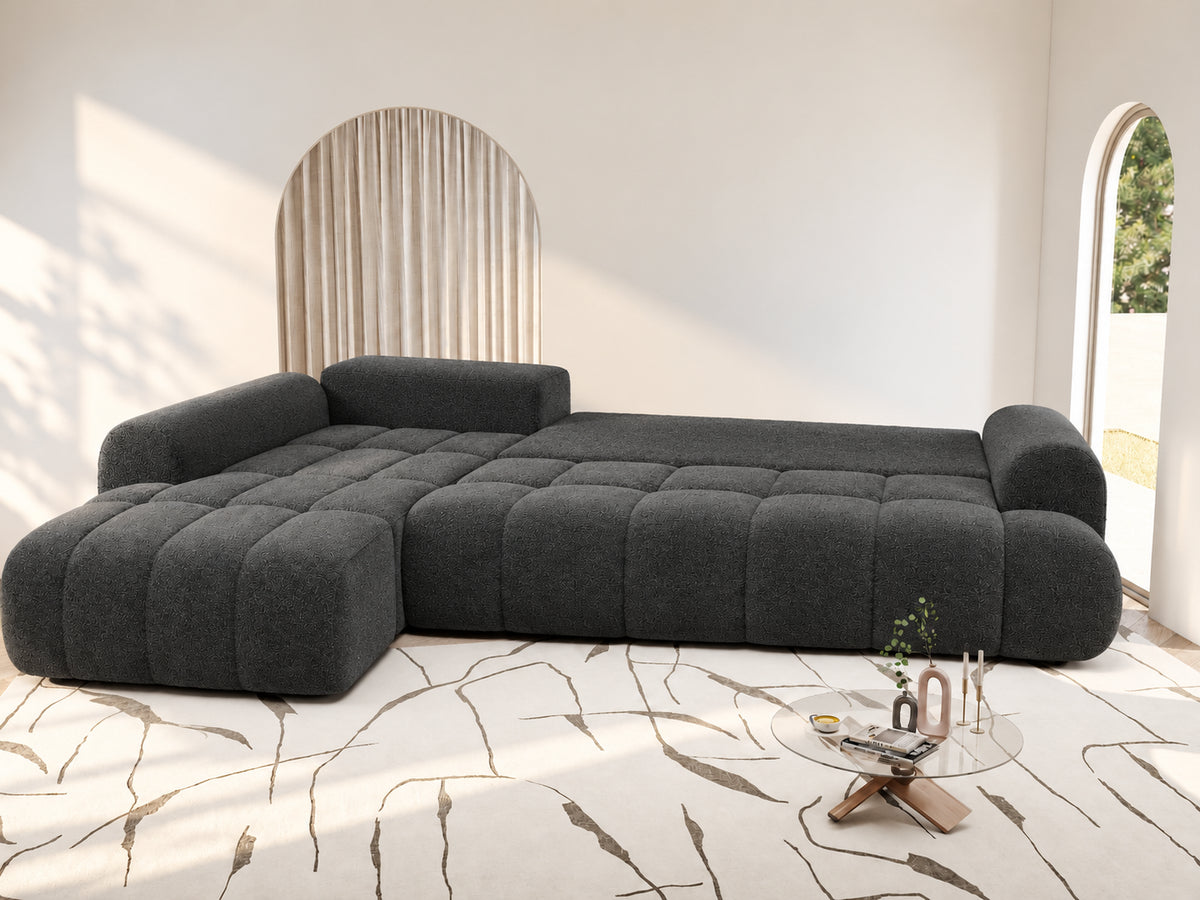 Colțar extensibil dumonde Milano XL Monte 99 Negru 327x175 cm – vedere 11