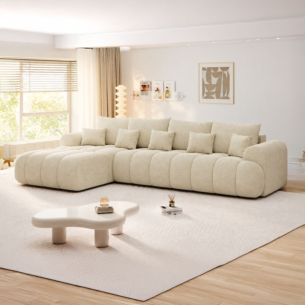 Colțar extensibil dumonde Milano XL Quelle 02 Bej 327x175 cm – imagine principală
