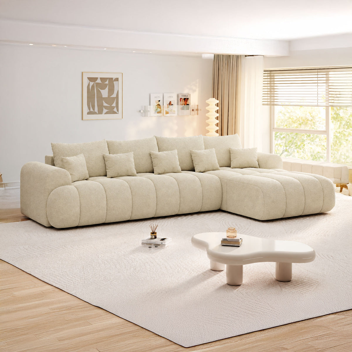 Colțar extensibil dumonde Milano XL Quelle 02 Bej II 327x175 cm – imagine principală