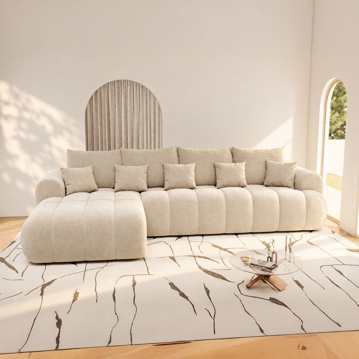 Colțar extensibil dumonde Milano XL Vibe 06 Bej 327x175 cm – imagine principală