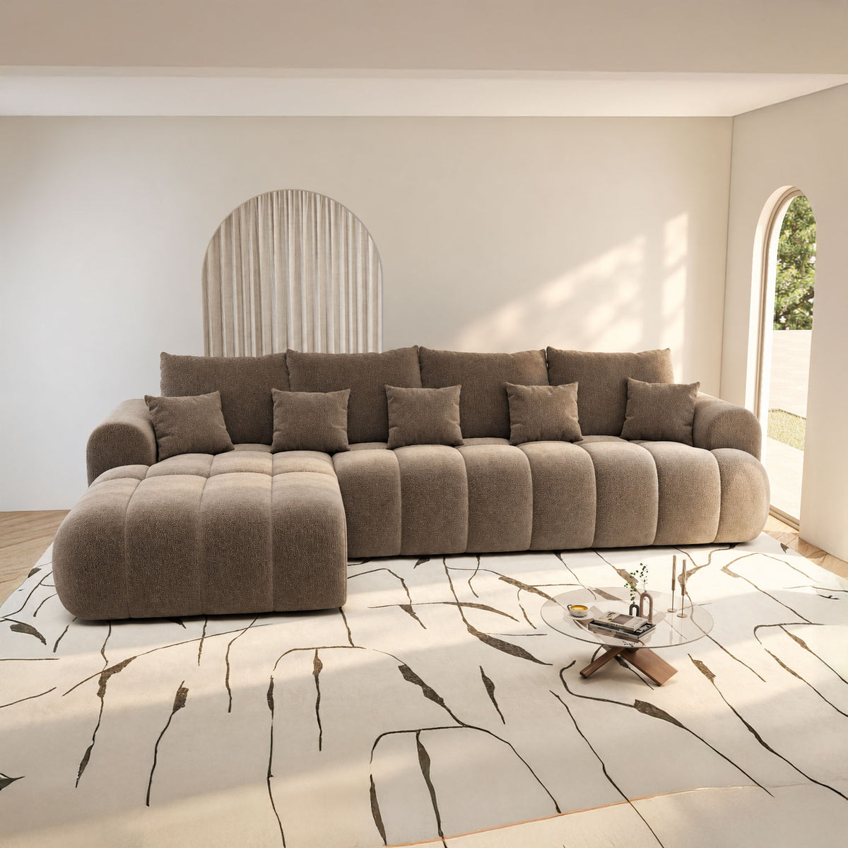 Colțar extensibil dumonde Milano XL Vibe 19 Maro 327x175 cm – imagine principală