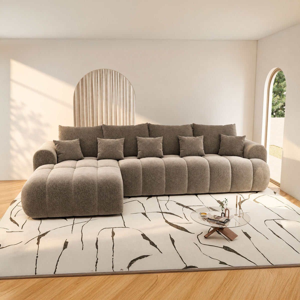 Colțar extensibil dumonde Milano XL Vibe 21 Maro 327x175 cm – imagine principală