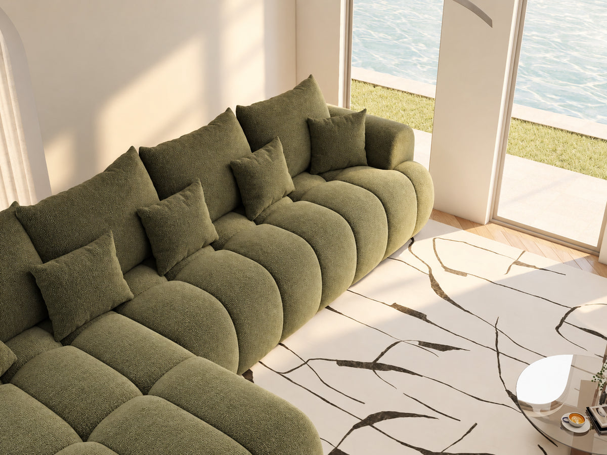 Colțar extensibil dumonde Milano XL Vibe 38 Olive 327x175 cm – vedere 9
