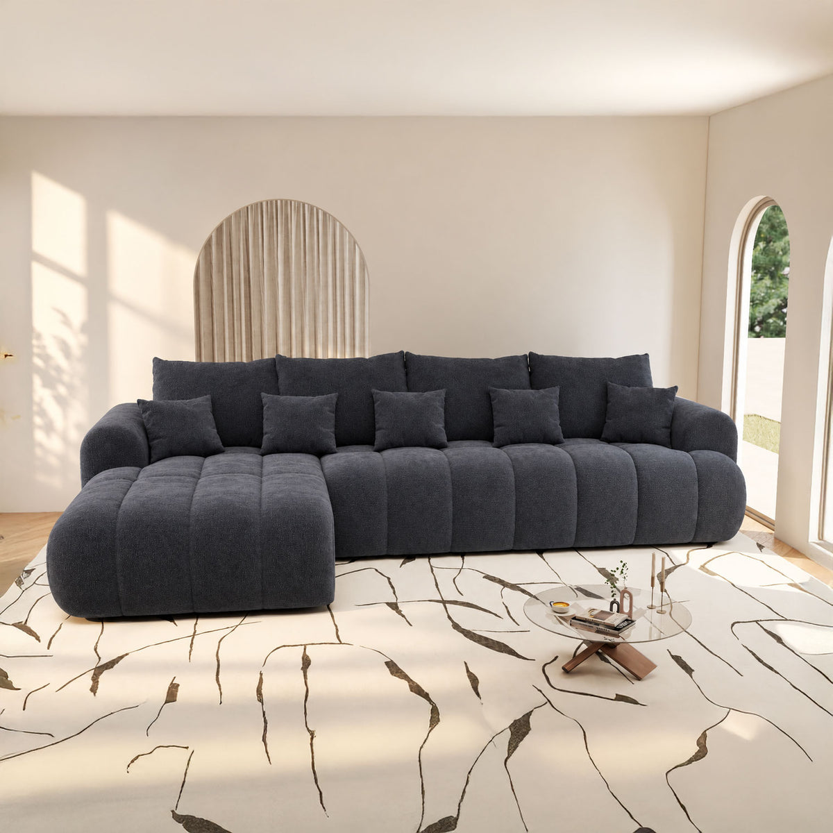 Colțar extensibil dumonde Milano XL Vibe 97 Gri Antracit 327x175 cm – imagine principală