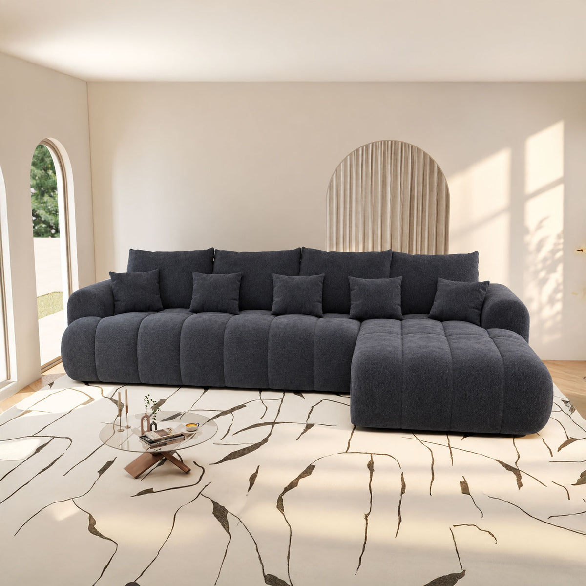Colțar extensibil dumonde Milano XL Vibe 97 Gri Antracit II 327x175 cm – imagine principală