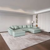 Colțar extensibil dumonde cu ladă de depozitare si sezut confortabil din spuma HR, Loana Enjoy Verde Mint U 355x185 cm Fabrica