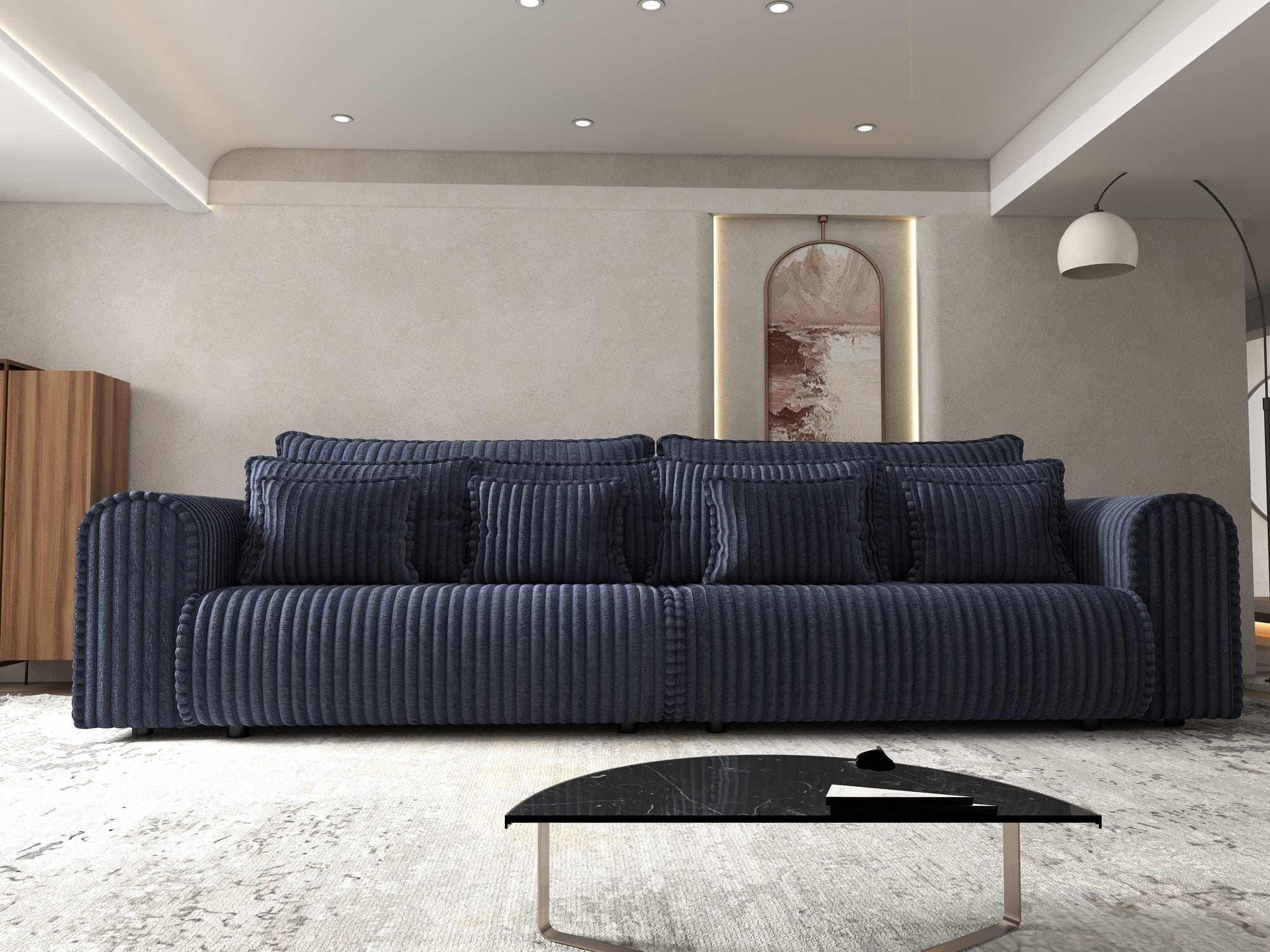 Canapea extensibilă dumonde cu ladă de depozitare Monaco Tilia Albastru 300x130 cm