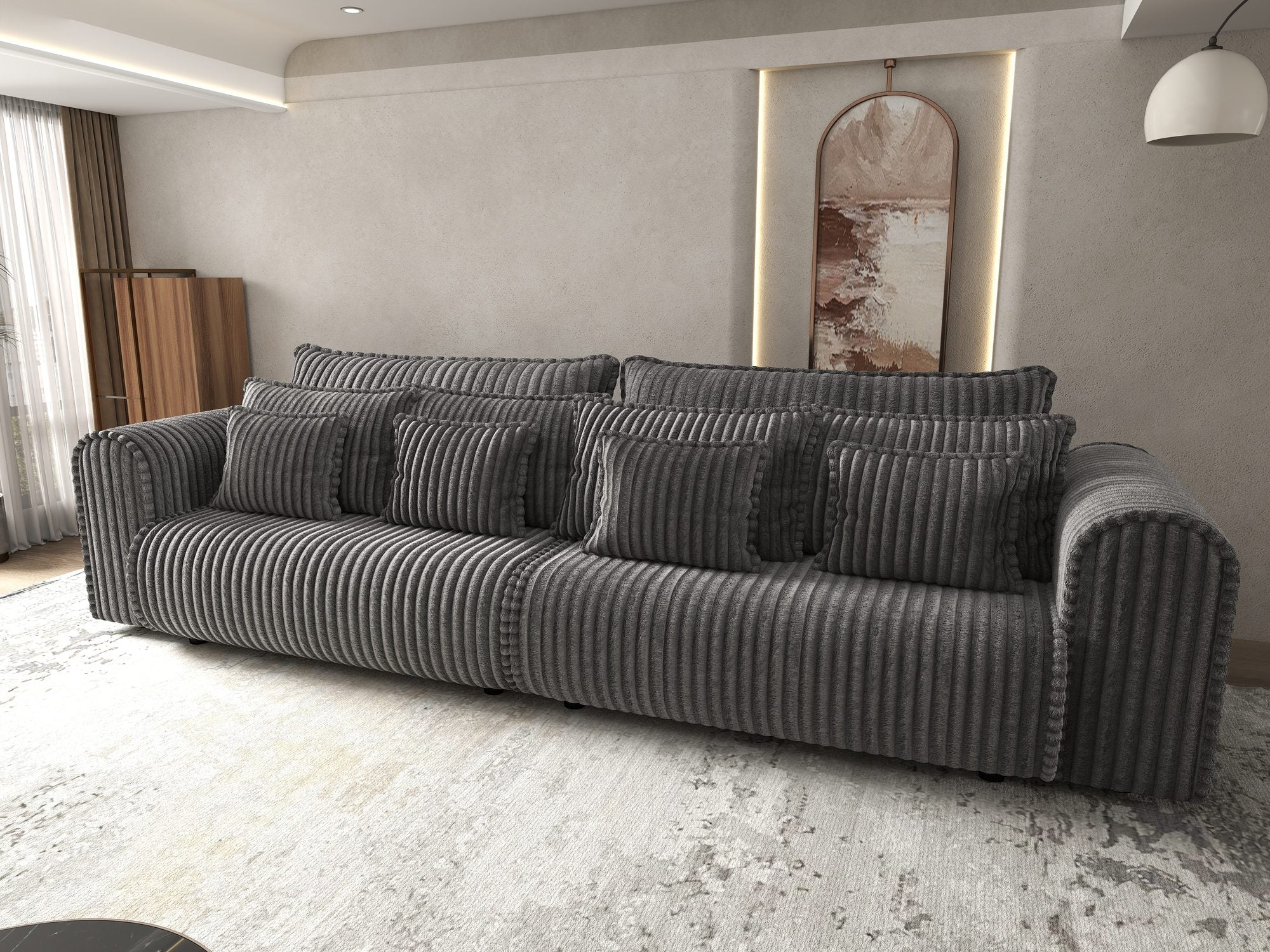 Canapea extensibilă dumonde cu ladă de depozitare Monaco Tilia Grafit 300x130 cm