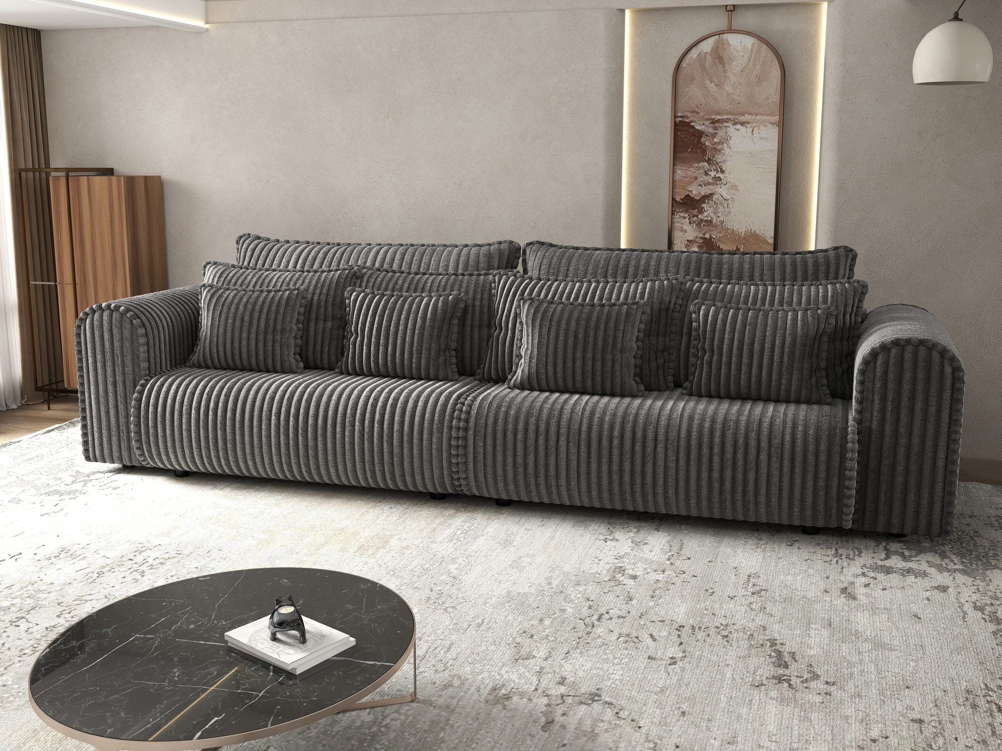 Canapea extensibilă dumonde cu ladă de depozitare Monaco Tilia Grafit 300x130 cm
