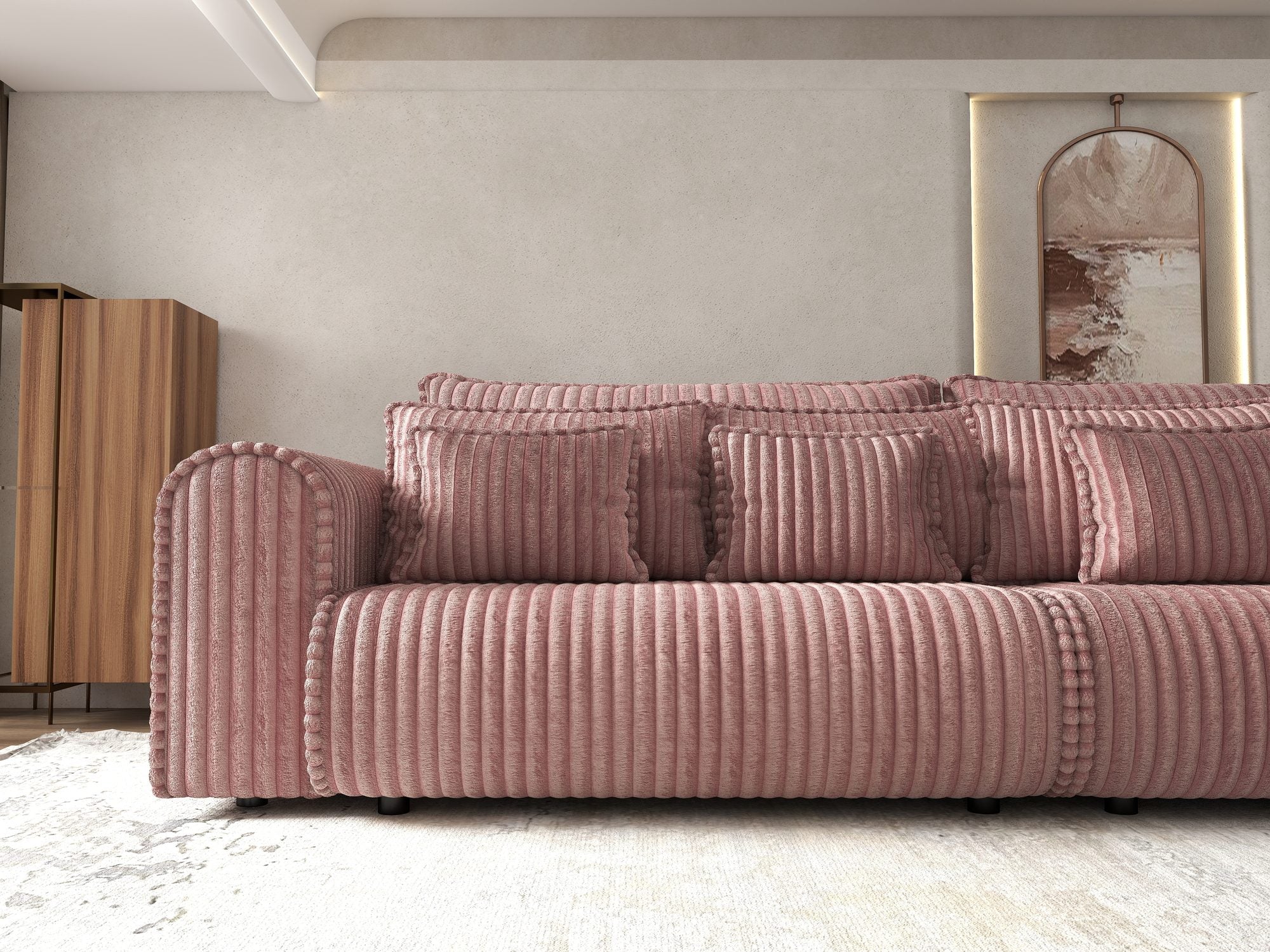 Canapea extensibilă dumonde cu ladă de depozitare Monaco Tilia Roz 300x130 cm
